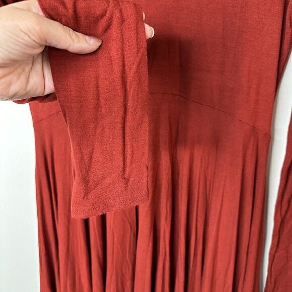 Peruvian Connection Red Knit Long Sleeve Asymmetric Lagenlook Tunic Dress S - Picture 4 of 13
